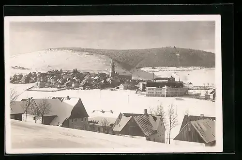 Foto-AK Marienthal /Sachsen, Teilansicht im Winter