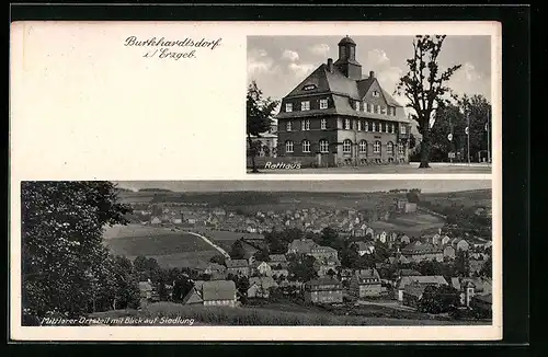 AK Burkhardtsdorf /Erzgeb., Mittlerer Ortsteil mit Siedlung, Rathaus