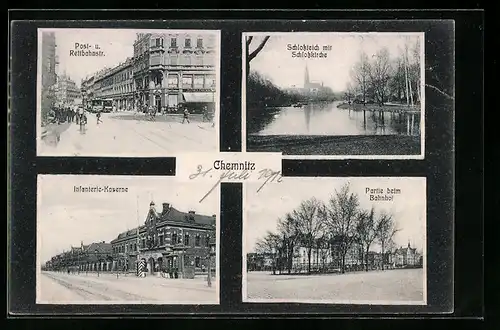 AK Chemnitz, Post- ud Reitbahnstrasse, Partie beim Bahnhof