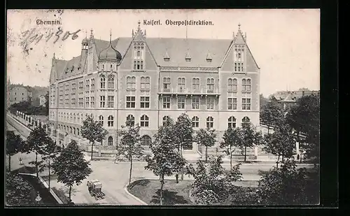 AK Chemnitz, Oberpostdirektion mit Strasse und Anlagen