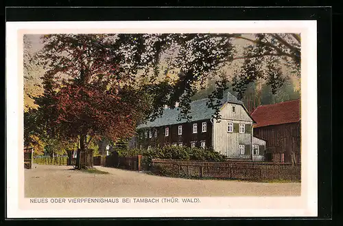 AK Tambach /Th., Gasthof Vierpfennighaus, Strassenansicht