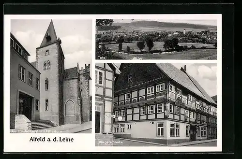 AK Alfeld /Leine, Totalansicht, Landratsamt mit Fillerturm, Gasthaus Bürgerschänke