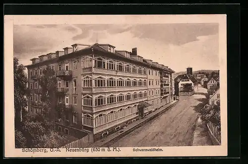 AK Schömberg /O.-A. Neuenbürg, Schwarzwaldheim mit Strasse