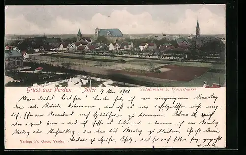 AK Verden /Aller, Totalansicht vom Wasserturm