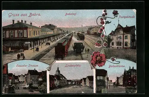 AK Bebra, Postgebäude, Bahnhof, Casseler Strasse