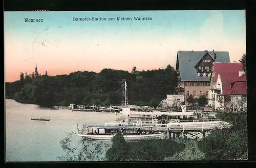 AK Berlin-Wannsee, Dampfer-Station am kleinen Wannsee