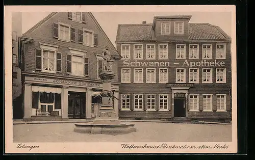 AK Solingen, Waffenschmied-Denkmal am alten Markt