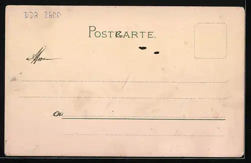 Lithographie Bautzen, Teilansicht, Ortspartie mit Turm