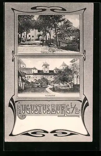 AK Augustusburg i. E., Eingang zur Burg, im Schlosshof