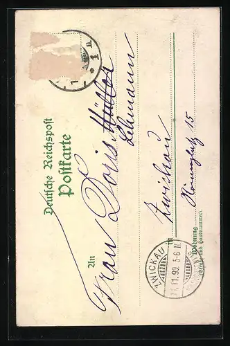 Lithographie Chemnitz, St. Lucaskirche, Schillertisch zum Besten des Glockenfonds