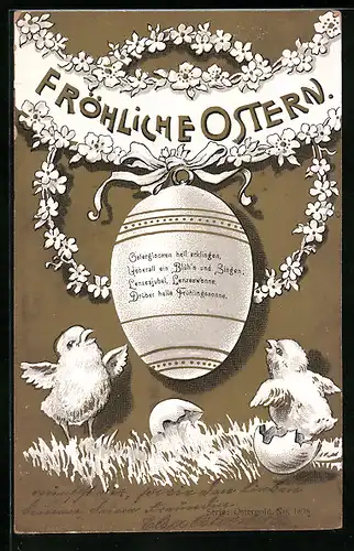 AK Osterküken mit Osterei