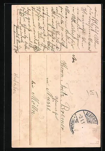 AK Hufeisen mit Schleife und Veilchen