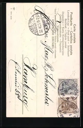 AK Kinder mit Osterhasen im Wald, Fröhliche Ostern