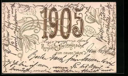 AK Jahreszahl 1905, Florale Elemente