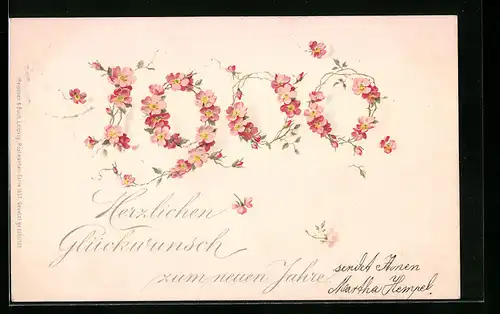AK Jahreszahl 1900 aus Blütenranken