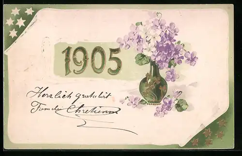 Künstler-AK Glückwünsche zum neuen Jahr 1905, Jahreszahl
