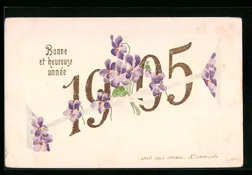AK Jahreszahl 1905, Veilchen und Schleife