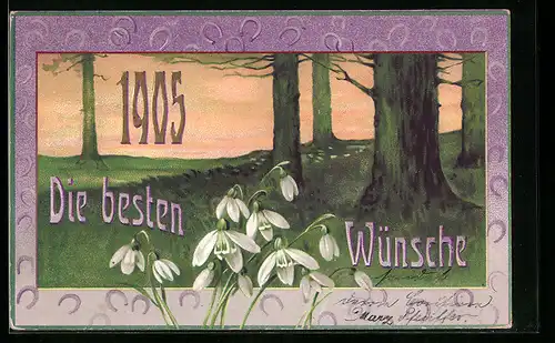 AK Jahreszahl 1905, Schneeglöckchen