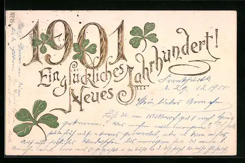 AK Neujahrsgruss, Jahreszahl 1901 und Glücksklee