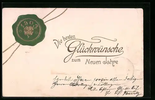 AK Jahreszahl 1903 mit Siegel und Kleeblatt