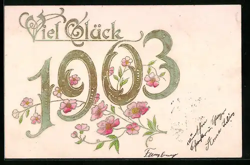 AK Jahreszahl 1903 mit Wildrosen