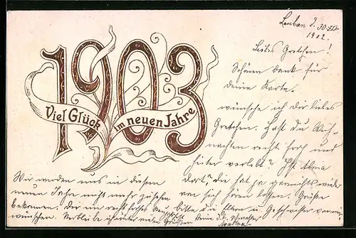 AK Jahreszahl 1903, Viel Glück im neuen Jahre