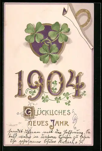 AK Jahreszahl 1904 mit vierblättrigen Kleeblättern