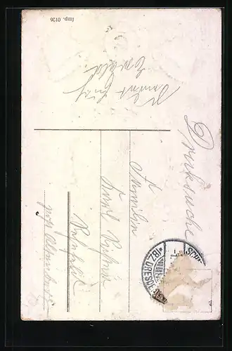 AK Uhr zu Mitternacht mit Kleeblättern