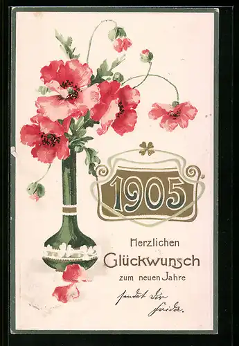 AK Jahreszahl 1905, Mohnblumen