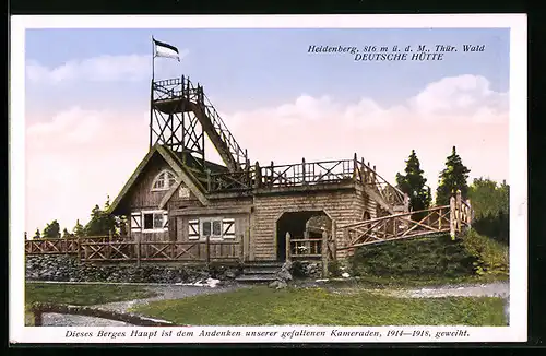 AK Manebach, Gasthaus Deutsche Hütte mit Reichsflagge