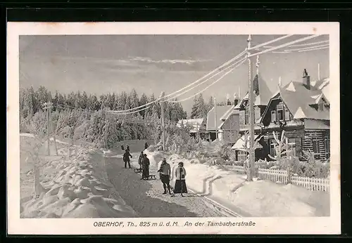 AK Oberhof, An der Tambacherstrasse im verschneiten Winter