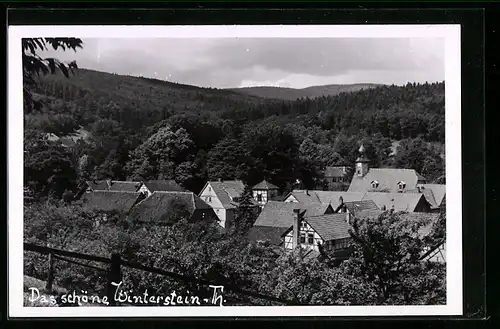 Foto-AK Winterstein /Thür., Teilansicht mit Wald