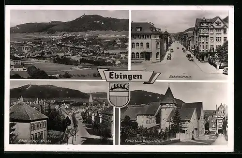 AK Ebingen, Bahnhofstrasse, Partie beim Bürgerturm, Gesamtansicht, Strasse