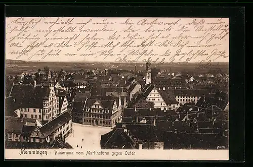 AK Memmingen, Panorama vom Martinsturm gegen Osten