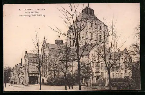 AK Landau, Blick von der Strasse auf die Festhalle