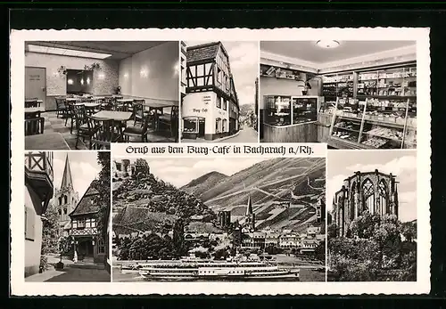 AK Bacharach a. Rhein, Das Burg-Cafe, Bes. Jakob Herter, Oberstr. 28