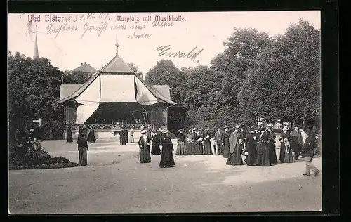 AK Bad Elster, Kurplatz mit Musikhalle