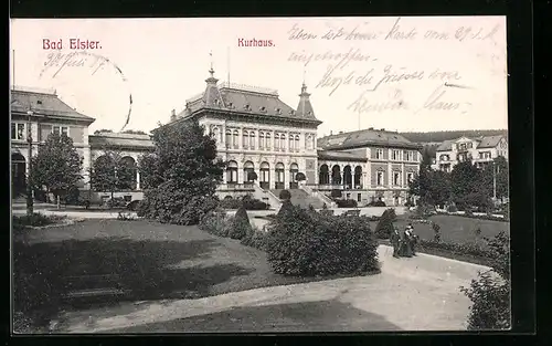 AK Bad Elster, Das Kurhaus mit idyllischem Garten