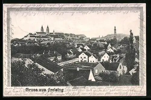 AK Freising, Gesamtansicht aus der Vogelschau