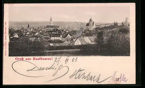 AK Kaufbeuren, Ortsansicht mit Kirche