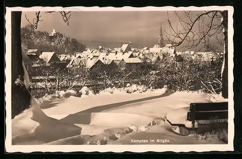 AK Kempten i. Allg., Ortsansicht im Schnee