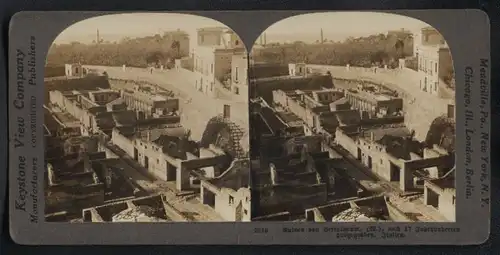 Stereo-Fotografie Keystone View Co., Meadville / PA., Ansicht Herculaneum, Blick auf die Ruinen der ausgegrabenen Stadt