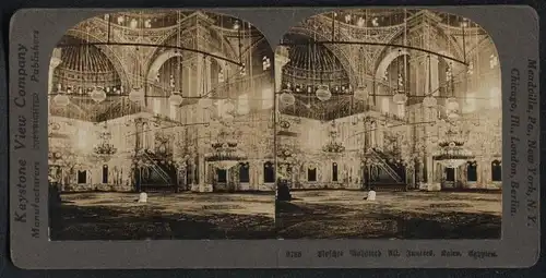 Stereo-Fotografie Keystone View Co., Meadville / PA., Ansicht Kairo, Innenansicht der Muhammad-Ali-Moschee