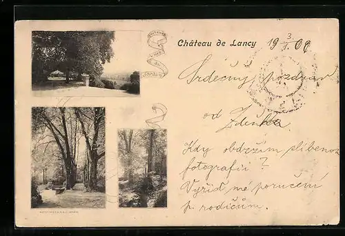 AK Lancy, Chateau de Lancy, Partien aus dem malerischen Schlossgarten
