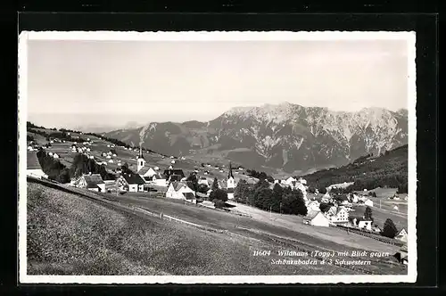 AK Wildhaus, Die Ortschaft mit Blick gegen Schönenboden und Schwestern