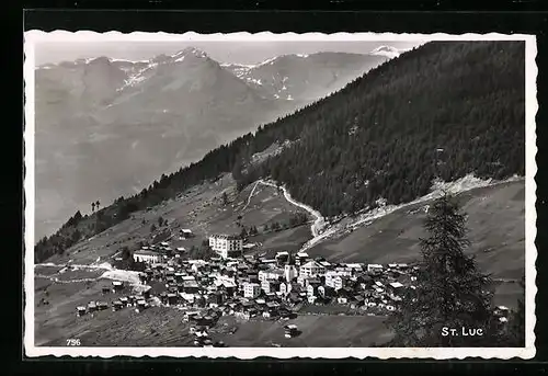 AK Saint-Luc, Totalansicht mit Bergpanorama
