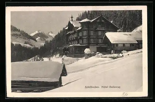 AK Adelboden, Hotel Bellevue im Winter