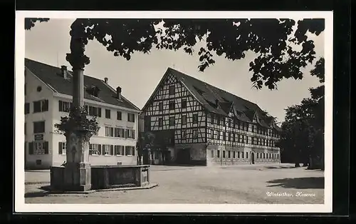 AK Winterthur, Kaserne mit Brunnen