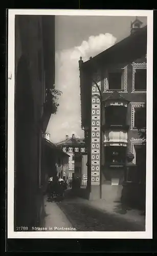 AK Pontresina, Strassenpartie der Ortschaft