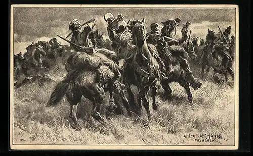 Künstler-AK Anton Hoffmann - München: Kämpfende Kavallerie